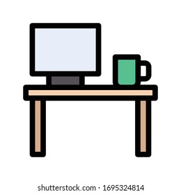 desk vector flat color icon 