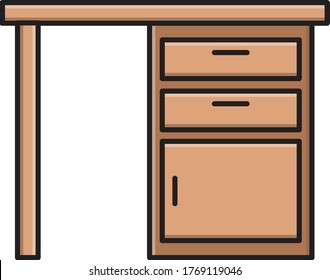 desk vector flat color icon 