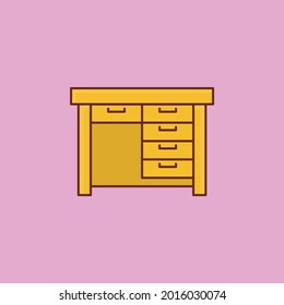 desk vector flat color icon
