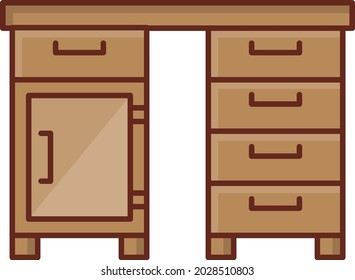 desk vector flat color icon