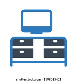 desk vector glyph color icon 