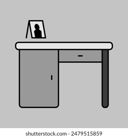 Desk vector grayscale icon. Office desk sign. Graph symbol for furniture, web site and apps design, logo, app, UI