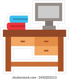 Desk vector icon. Can be used for printing, mobile and web applications.