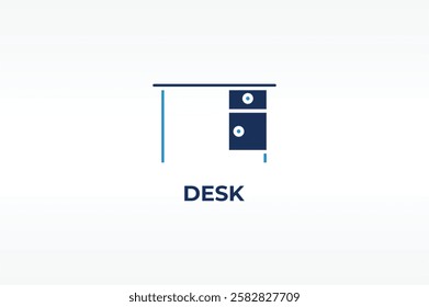 DESK vector, icon or logo sign isolated symbol illustration