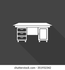 desk vector icon with long shadow