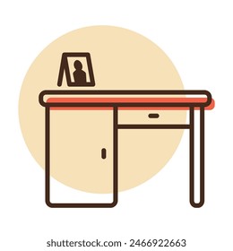 Desk vector icon. Office desk sign. Graph symbol for furniture, web site and apps design, logo, app, UI