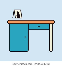 Desk vector icon. Office desk sign. Graph symbol for furniture, web site and apps design, logo, app, UI