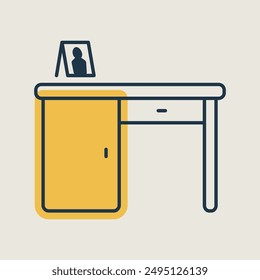 Desk vector icon. Office desk sign. Graph symbol for furniture, web site and apps design, logo, app, UI