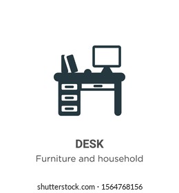 Desk vector icon on white background. Flat vector desk icon symbol sign from modern furniture collection for mobile concept and web apps design.