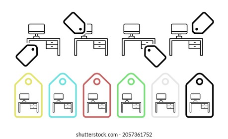 Desk vector icon in tag set illustration for ui and ux, website or mobile application