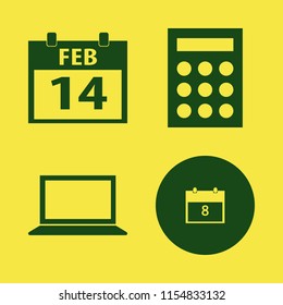 desk vector icons set. with calendar february, march calendar, laptop and calculator in set