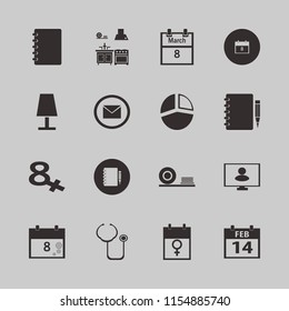 desk vector icons set. with notebook, notebook pencil, pie chart and envelope in set