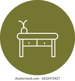 Desk Vector Line Circle Icon Design