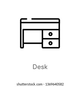desk vector line icon. Simple element illustration. desk outline icon from furniture concept. Can be used for web and mobile