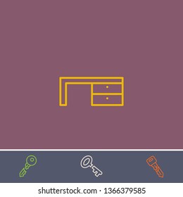 desk vector line icon.Basic element illustration.desk vector outline symbol design.Bonus broken key graphic concept