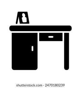 Desk vector solid icon. Office desk sign. Graph symbol for furniture, web site and apps design, logo, app, UI