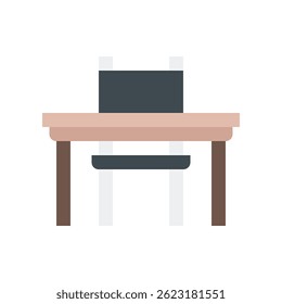 Desk Vector for Student Workspace and Classroom Setup. School desk illustration for writing, reading, and learning activities. Flat Icon