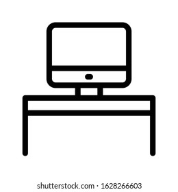 desk vector thin line icon 
