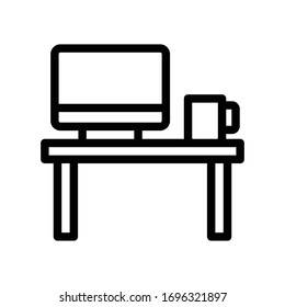 desk vector thin line icon 
