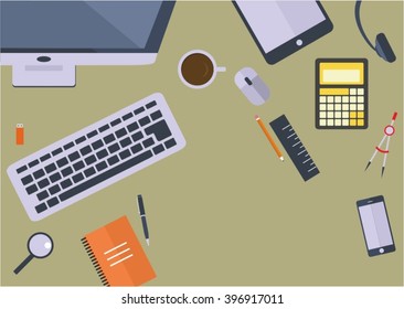 Desk view flat design