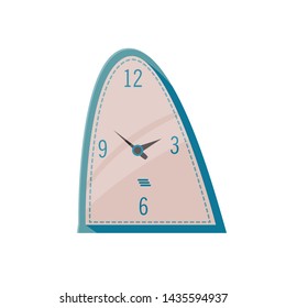 Desk vintage clock.  Element of the interior.  Isolated flat vector illustration on background.