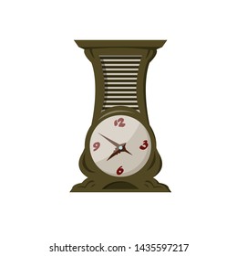 Desk vintage clock.  Element of the interior.  Isolated flat vector illustration on background.