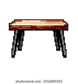 desk wood table game pixel art retro vector. bit desk wood table. old vintage illustration