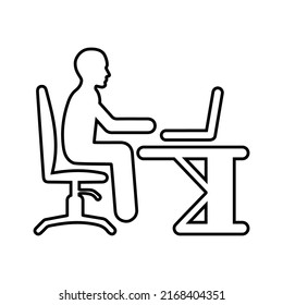 Desk, work, busy, working line icon. Outline vector.