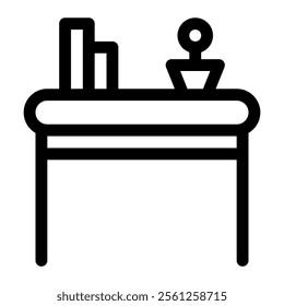 Desk work house icon with simple and line style