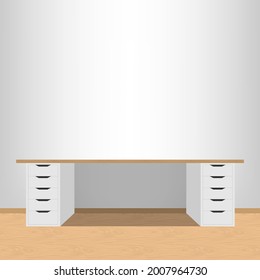 Escritorio para trabajar y colocar un ordenador portátil , Vector de ilustración EPS 10
