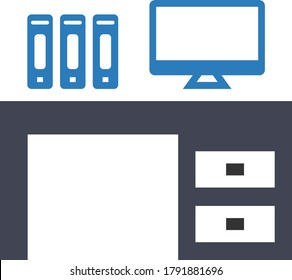 Desk workplace office icon (Vector illustration) 