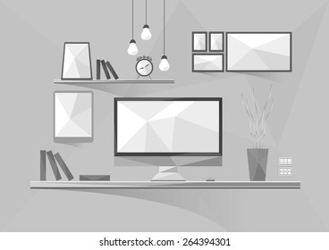 Desk Workspace low poly vector 