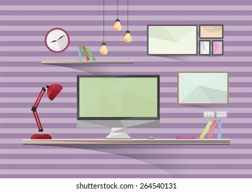 desk Workspace low poly vector 