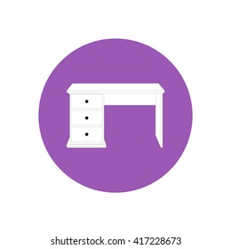 Desk writing table. Furniture icon. Vector illustration
