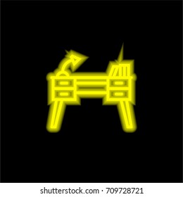 Desk yellow glowing neon ui ux icon. Glowing sign logo vector