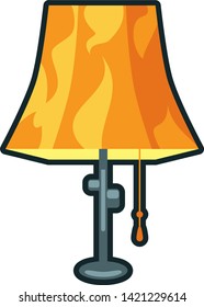 Desk yellow lamp cartoon vector