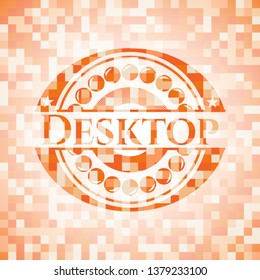 Desktop abstract emblem, orange mosaic background