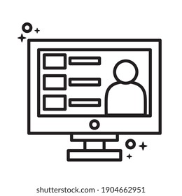 desktop with account profile line style icon vector illustration design