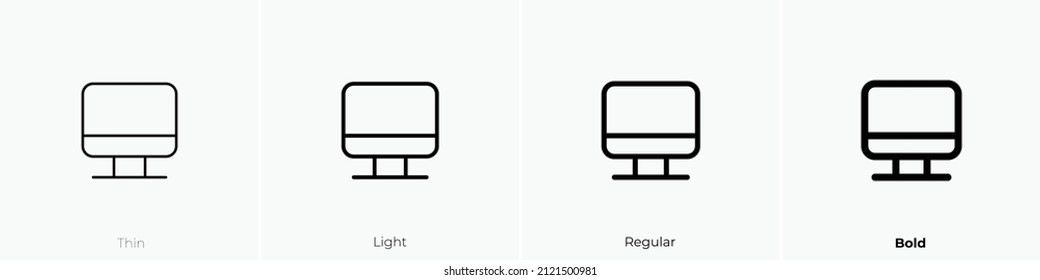 desktop alt icon. Thin, Light Regular And Bold style design isolated on white background