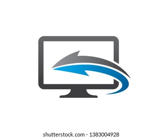 Desktop and Arrow Logo Template, Icon, Symbol