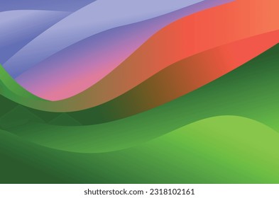 Desktop-Hintergrund - Tapete mit farbenfrohen, grünen und blauen Sonoma-abstrakten Wellen, Vektorkunst.