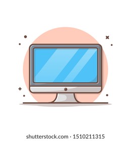 Desktop With Blank Screen Vector Icon Illustration. Personal Computer Icon Concept White Isolated. Flat Cartoon Style Suitable for Web Landing Page, Banner, Sticker, Background