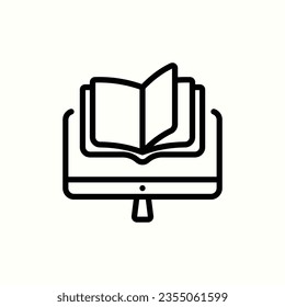 desktop, book, library, monitor, screen, book icon, isolated icon in light background, perfect for website, blog, logo, graphic design, social media, UI, mobile app