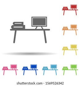 Desktop, book, pc, workplace ethics in multi color style icon. Simple glyph, flat vector of business icons for ui and ux, website or mobile application