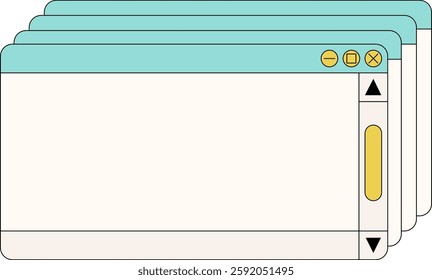Desktop browser and dialog window templates. Computer user interface elements