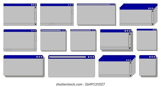Desktop browser and dialog window templates. Computer user interface elements