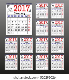 Desktop calendar 2017. Vector EPS10
