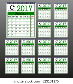 Desktop calendar 2017. Vector EPS10