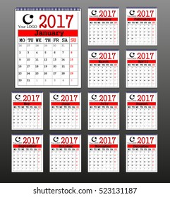 Desktop calendar 2017. Vector EPS10