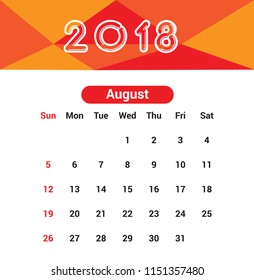 Desktop calendar August 2018